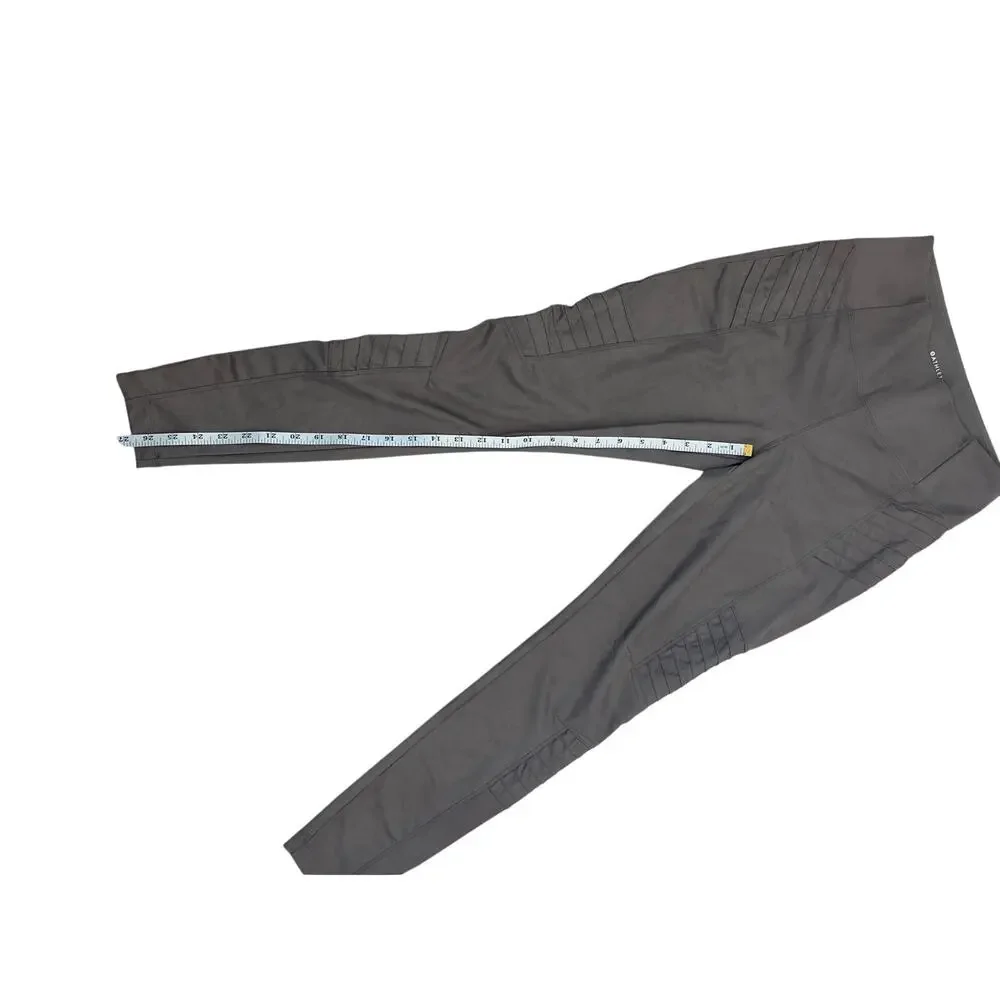 Athleta Delancey Moto Leggings Taupe Zip Pocket Size Small